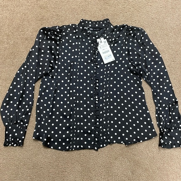Zara women ruffle polka dot blouse. Small. NWT! - Picture 2 of 8